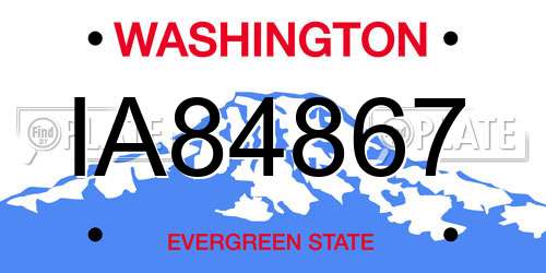 IA84867 Washington License Plate