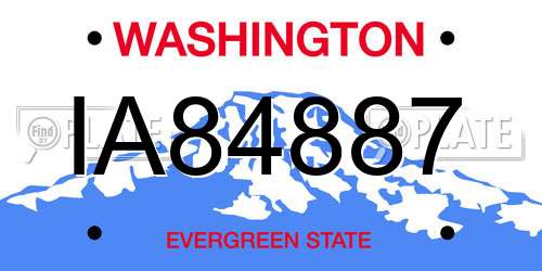 IA84887 Washington License Plate