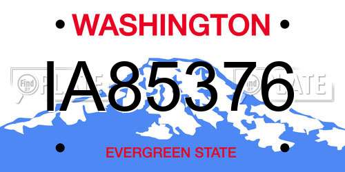 IA85376 Washington License Plate
