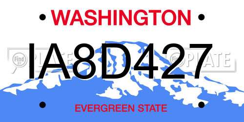 IA8D427 Washington License Plate