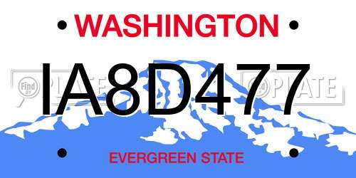 IA8D477 Washington License Plate