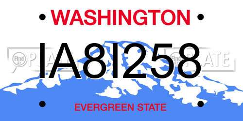 IA8I258 Washington License Plate