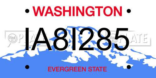 IA8I285 Washington License Plate