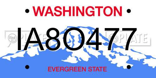 IA8O477 Washington License Plate