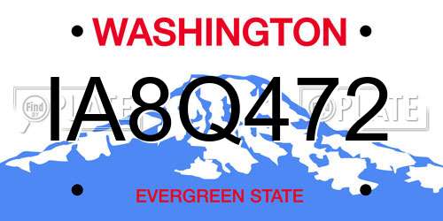 IA8Q472 Washington License Plate