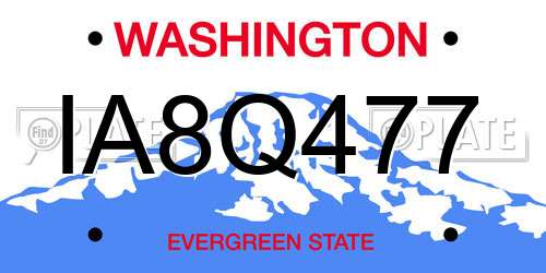 IA8Q477 Washington License Plate