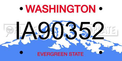 IA90352 Washington License Plate