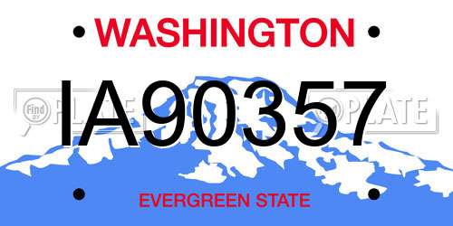 IA90357 Washington License Plate