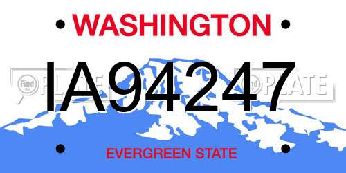 IA94247 Washington License Plate