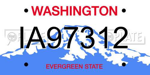 IA97312 Washington License Plate