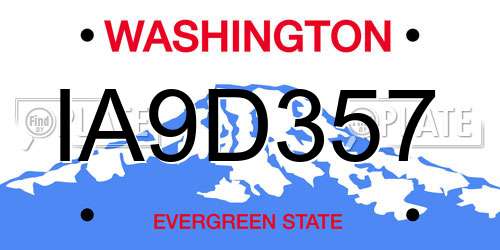 IA9D357 Washington License Plate