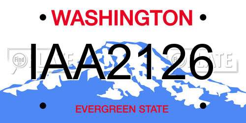 IAA2126 Washington License Plate