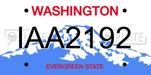 IAA2192 Washington License Plate
