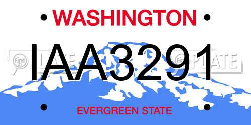 IAA3291 Washington License Plate