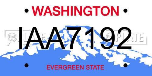 IAA7192 Washington License Plate