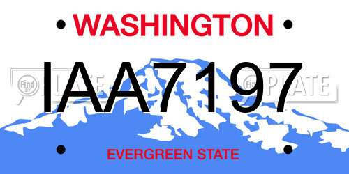 IAA7197 Washington License Plate