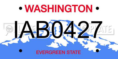 IAB0427 Washington License Plate