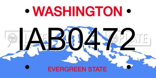 IAB0472 Washington License Plate