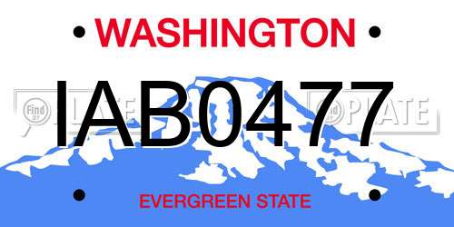 IAB0477 Washington License Plate