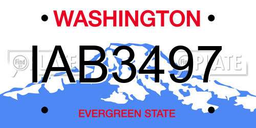 IAB3497 Washington License Plate