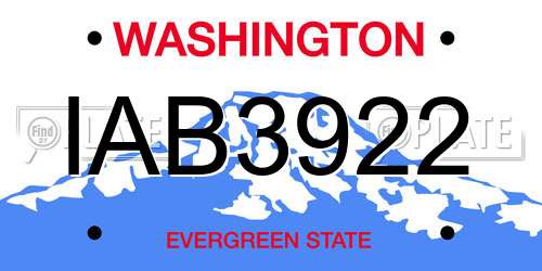 IAB3922 Washington License Plate