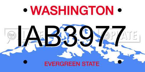 IAB3977 Washington License Plate