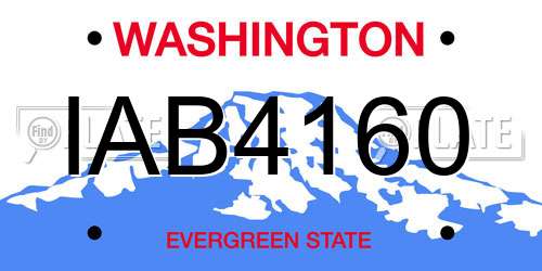 IAB4160 Washington License Plate