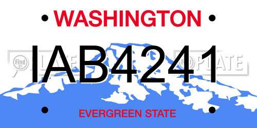 IAB4241 Washington License Plate