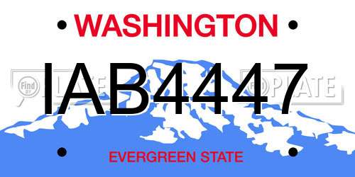 IAB4447 Washington License Plate