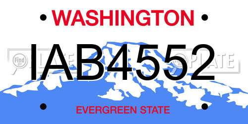 IAB4552 Washington License Plate