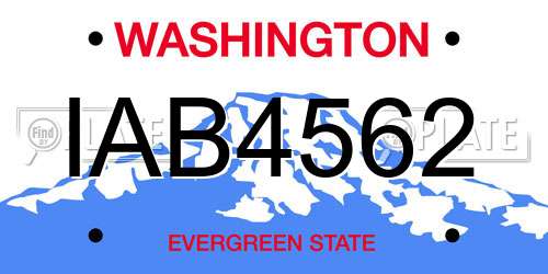 IAB4562 Washington License Plate