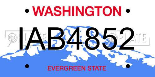IAB4852 Washington License Plate