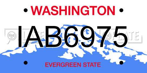 IAB6975 Washington License Plate