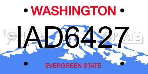 IAD6427 Washington License Plate