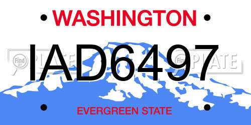 IAD6497 Washington License Plate