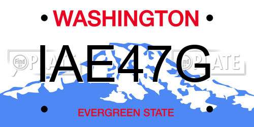IAE47G Washington License Plate