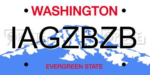 IAGZBZB Washington License Plate
