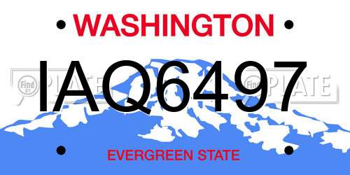 IAQ6497 Washington License Plate