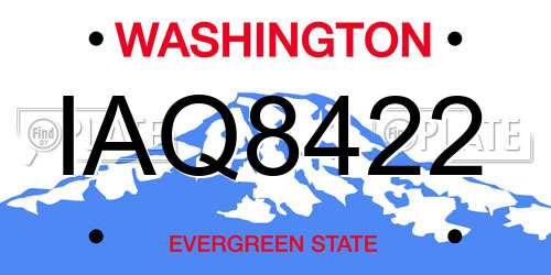 IAQ8422 Washington License Plate