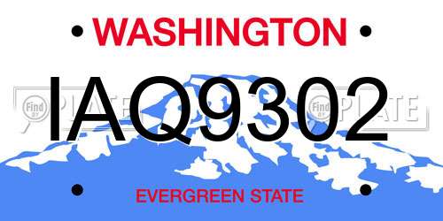 IAQ9302 Washington License Plate