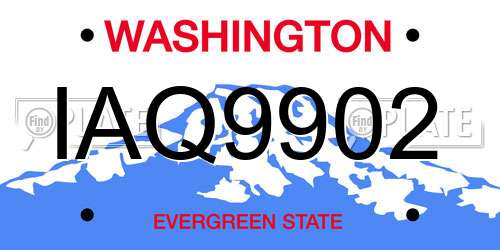 IAQ9902 Washington License Plate