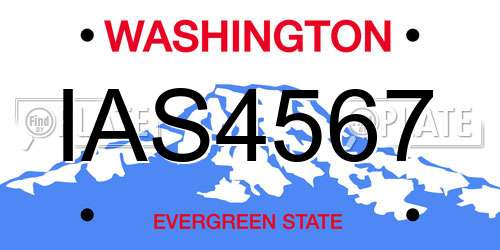 IAS4567 Washington License Plate