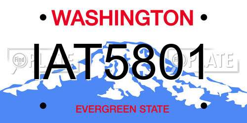IAT5801 Washington License Plate