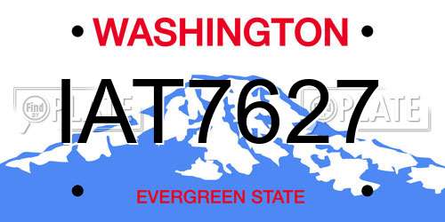 IAT7627 Washington License Plate