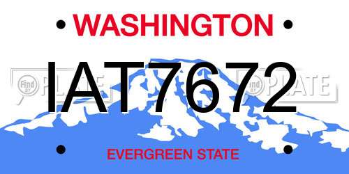 IAT7672 Washington License Plate