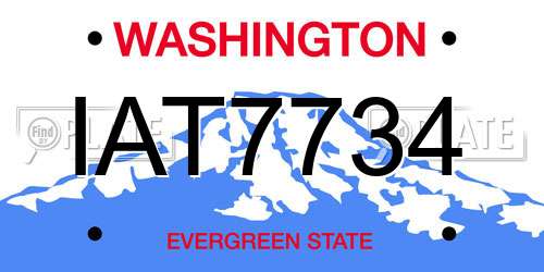 IAT7734 Washington License Plate