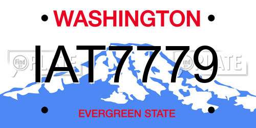 IAT7779 Washington License Plate