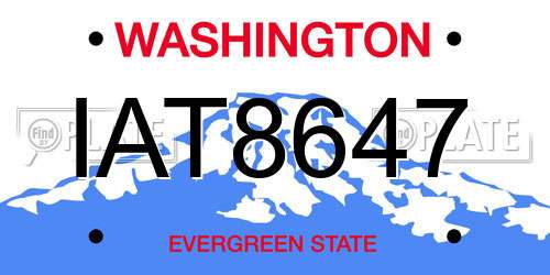 IAT8647 Washington License Plate