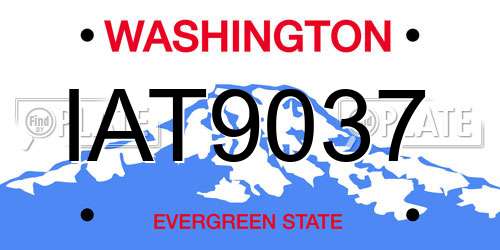 IAT9037 Washington License Plate
