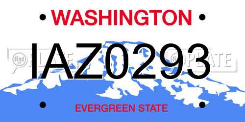 IAZ0293 Washington License Plate